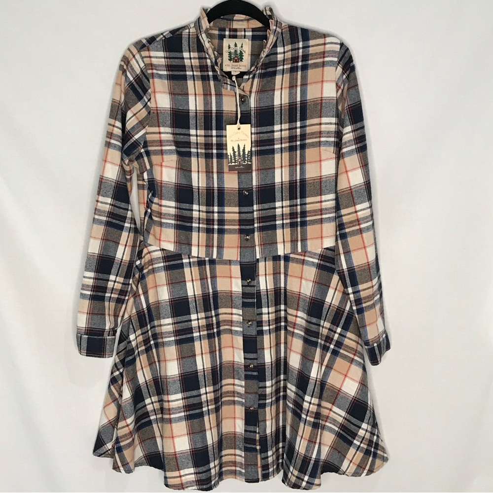 NWT Cozy Cabin Flannels by Kiel James Patrick Flannel Shirt Dress Size L Cotton